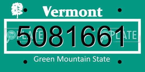 5081661 Vermont License Plate