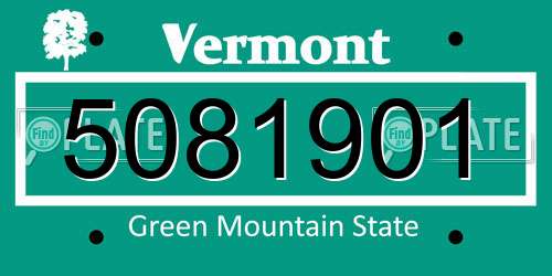 5081901 Vermont License Plate