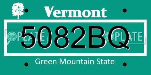 5082BQ Vermont License Plate