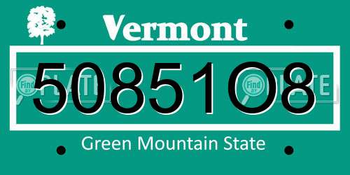 50851O8 Vermont License Plate