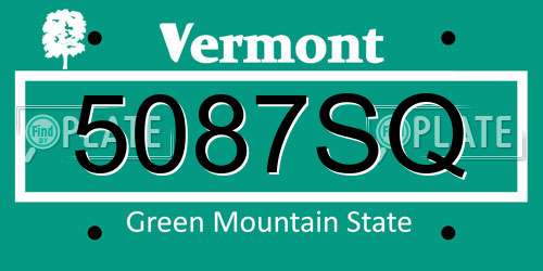 5087SQ Vermont License Plate