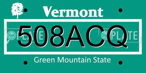 508ACQ Vermont License Plate