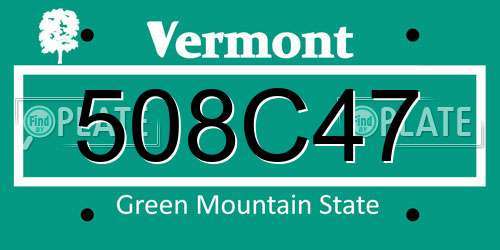 508C47 Vermont License Plate
