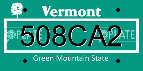 508CA2 Vermont License Plate