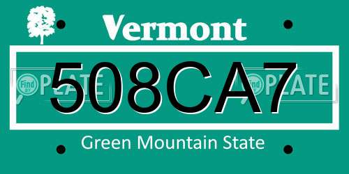 508CA7 Vermont License Plate