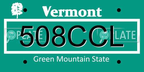 508CCL Vermont License Plate