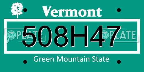 508H47 Vermont License Plate