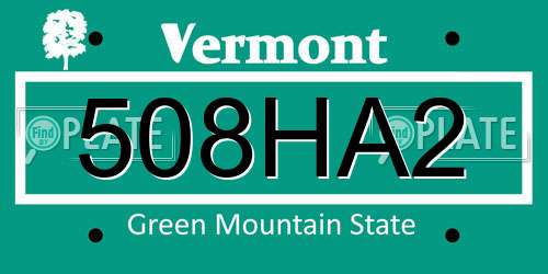 508HA2 Vermont License Plate
