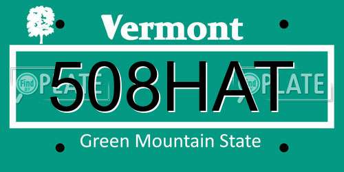 508HAT Vermont License Plate