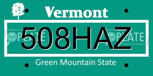 508HAZ Vermont License Plate