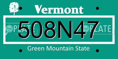508N47 Vermont License Plate