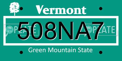 508NA7 Vermont License Plate