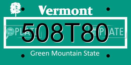 508T80 Vermont License Plate