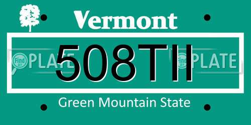 508TII Vermont License Plate
