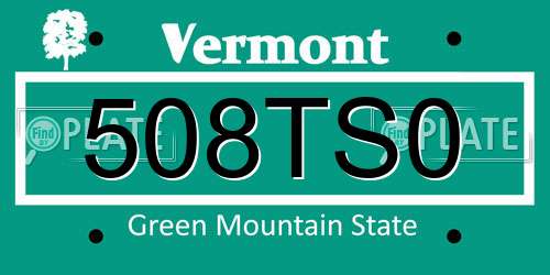 508TS0 Vermont License Plate