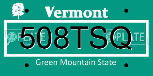 508TSQ Vermont License Plate