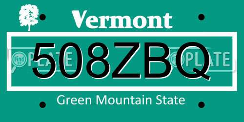 508ZBQ Vermont License Plate