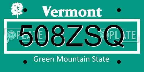 508ZSQ Vermont License Plate