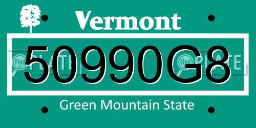 50990G8 Vermont License Plate