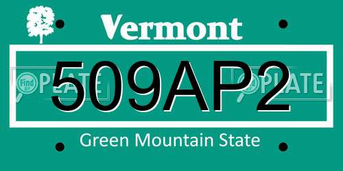 509AP2 Vermont License Plate