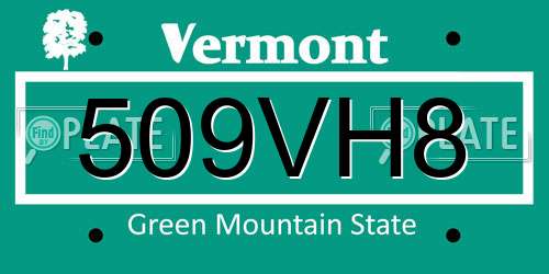 509VH8 Vermont License Plate