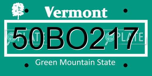 50BO217 Vermont License Plate