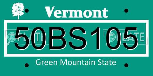 50BS105 Vermont License Plate