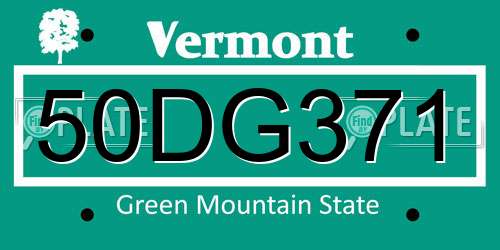 50DG371 Vermont License Plate