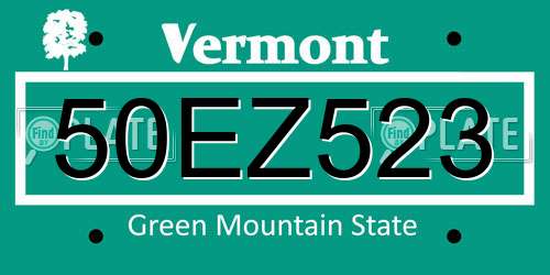 50EZ523 Vermont License Plate