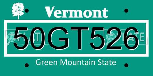 50GT526 Vermont License Plate