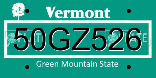 50GZ526 Vermont License Plate