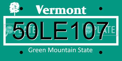 50LE107 Vermont License Plate