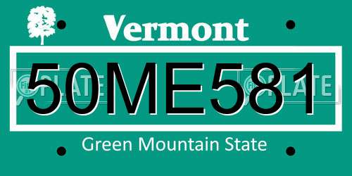 50ME581 Vermont License Plate