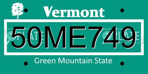 50ME749 Vermont License Plate