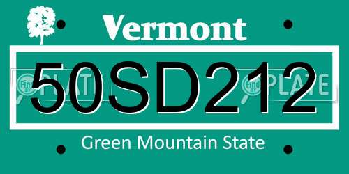 50SD212 Vermont License Plate