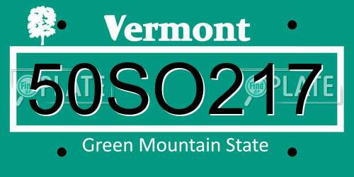 50SO217 Vermont License Plate
