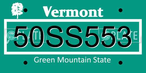 50SS553 Vermont License Plate