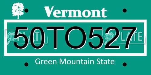 50TO527 Vermont License Plate