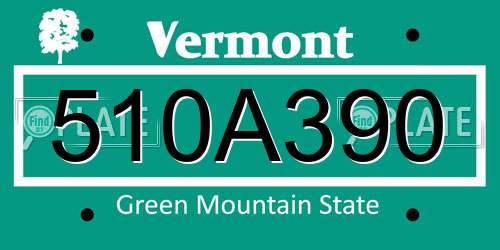 510A390 Vermont License Plate