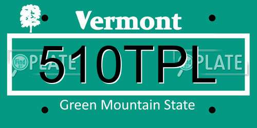 510TPL Vermont License Plate