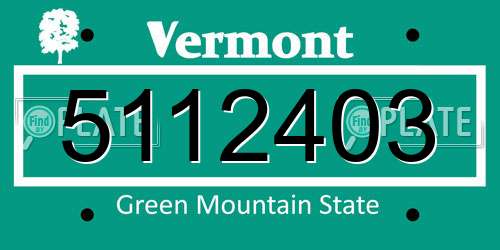 5112403 Vermont License Plate