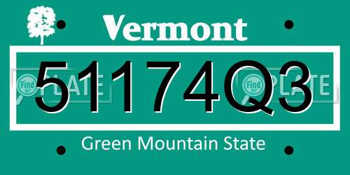51174Q3 Vermont License Plate
