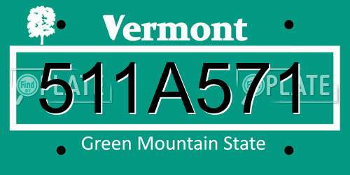 511A571 Vermont License Plate