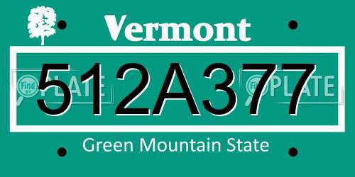 512A377 Vermont License Plate