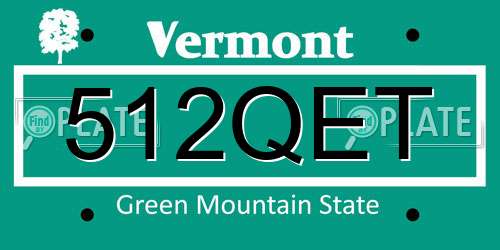 512QET Vermont License Plate