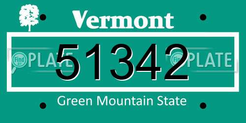 51342 Vermont License Plate