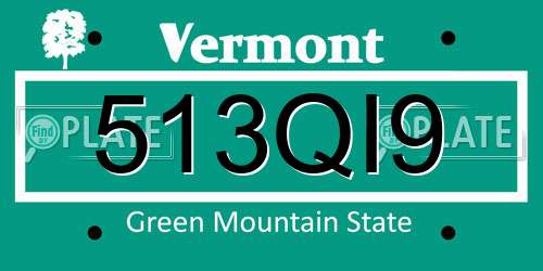 513QI9 Vermont License Plate