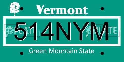 514NYM Vermont License Plate