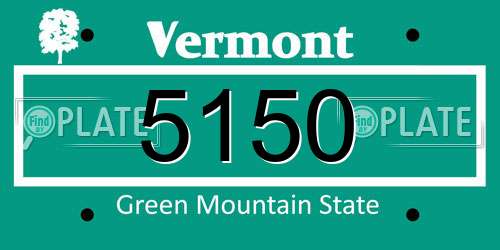 5150 Vermont License Plate