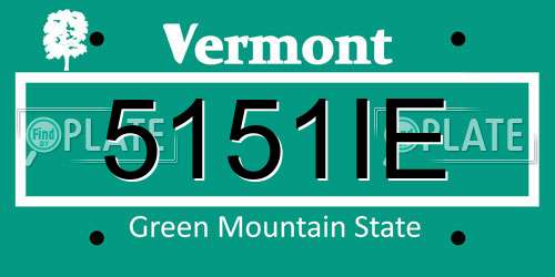 5151IE Vermont License Plate